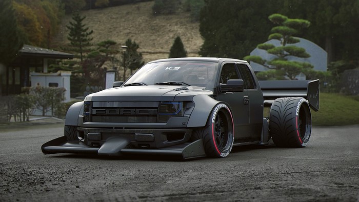 Ford Raptor with Wide Tires and Aero Kit
