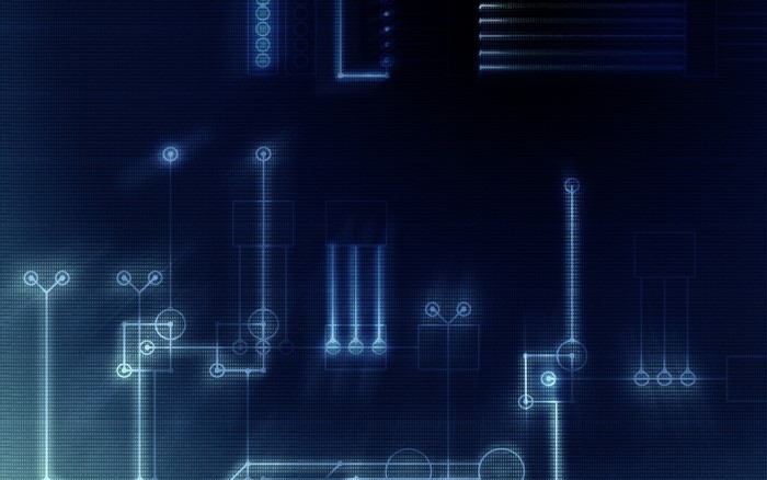 Abstract blue digital circuit board technology