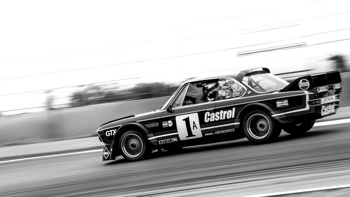 BMW E9 race car with Castrol livery