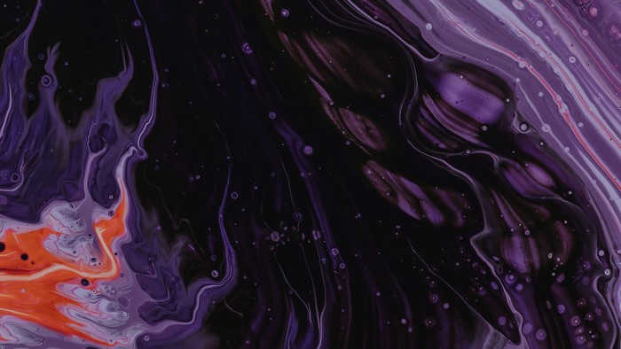Abstract purple and orange fluid art