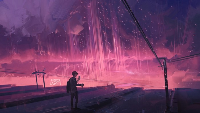 Man standing in the rain with phone