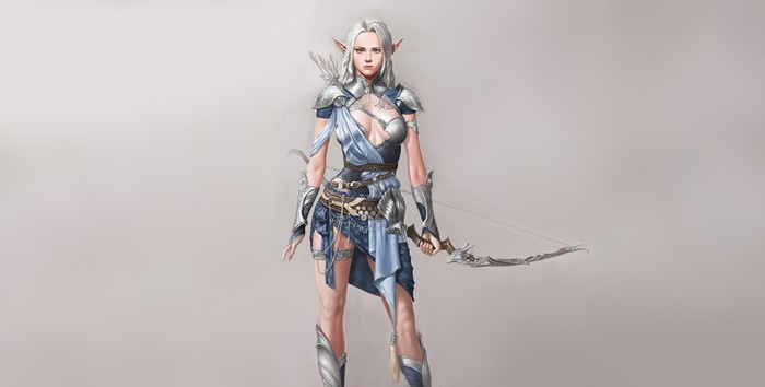 Fantasy girl archer with bow and arrow