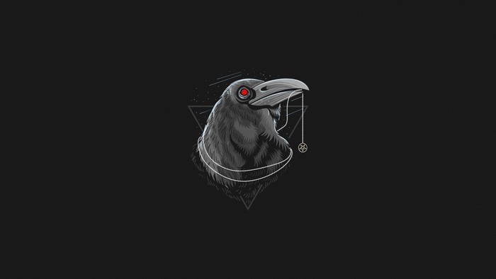 Raven with inverted pentagram necklace