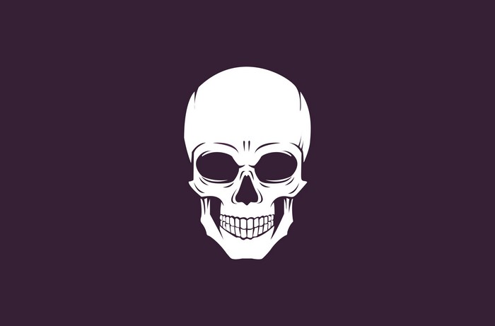 White skull on a dark purple background