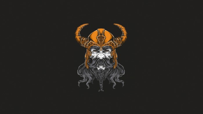 Viking warrior with horned helmet artwork