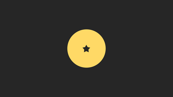 Yellow circle with a black star inside