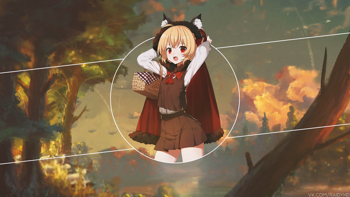 Anime girl in red cloak with basket