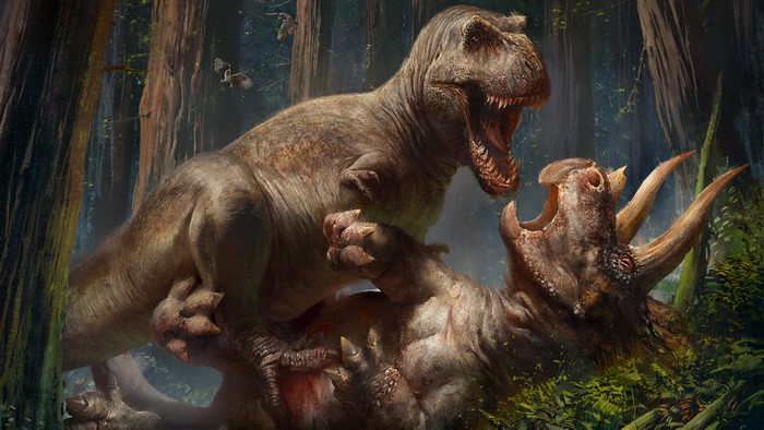4K Intense Fight Between T-Rex and Triceratops