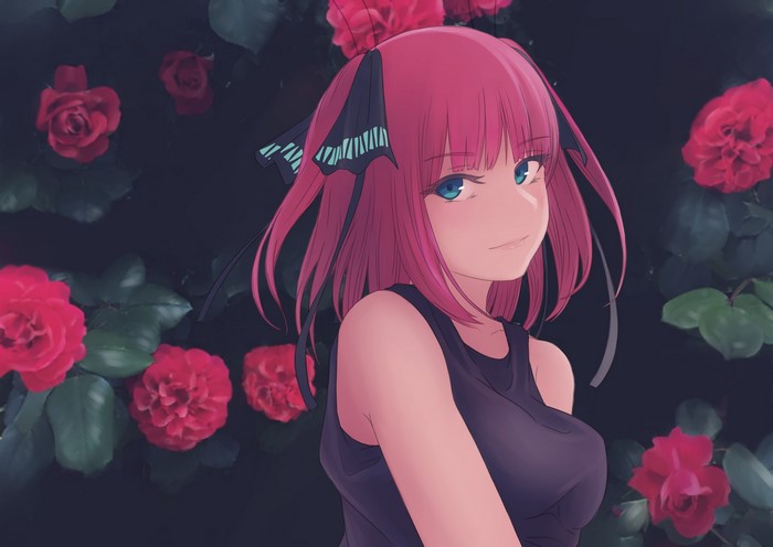 Nakano Nino from 5-toubun no Hanayome with roses