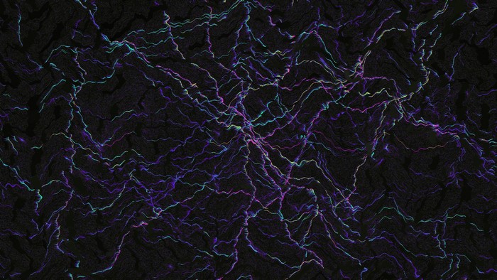 Abstract dark background with purple wavy lines