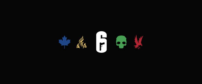 Rainbow Six Siege icons on black background