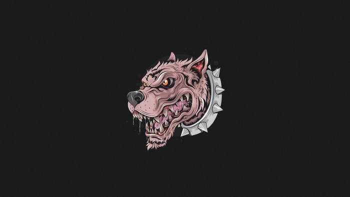 Aggressive dog head with spiked collar