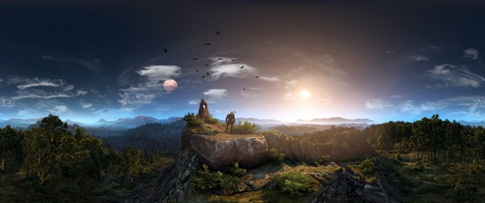 Geralt from The Witcher 3: Wild Hunt on a cliff