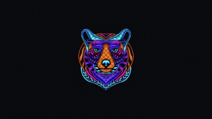 Colorful abstract bear head illustration