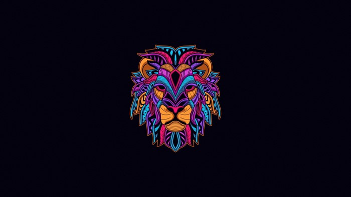Colorful abstract lion head illustration
