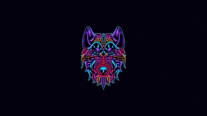 Colorful abstract wolf head artwork