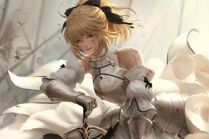 Saber Lily from Fate Series holding a sword