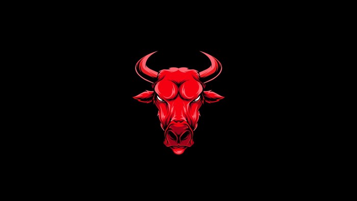 Red bull head artwork on black background