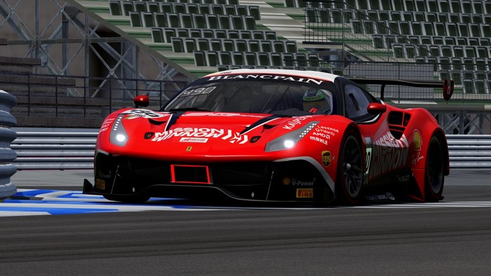 Ferrari 488 GT3 race car on a racetrack