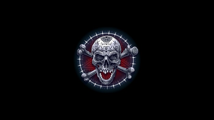 Skull and crossbones with intricate patterns