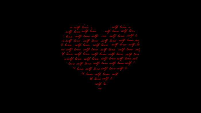 Heart shape made of self love text