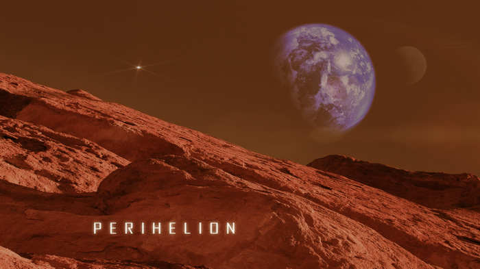 Perihelion: Alien Landscape with Earth and Moon