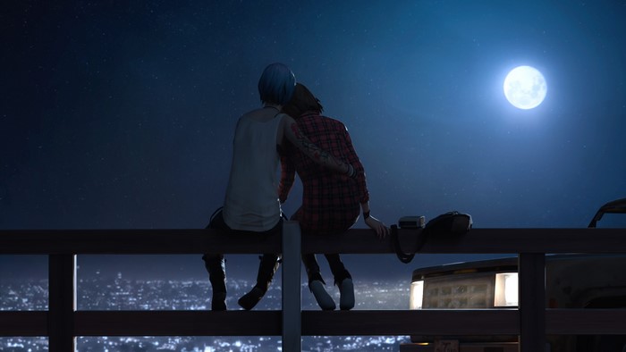 Max Caulfield and Chloe Price from Life Is Strange at night