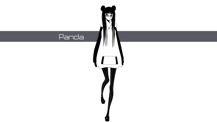 Panda girl with long hair and glasses