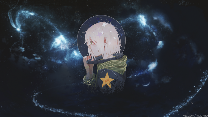 Anime girl in space with stars