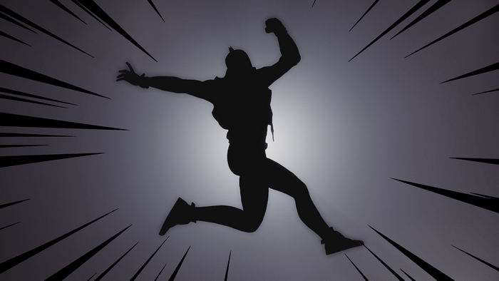 Spider-Man 2099 jumping with comic book style background