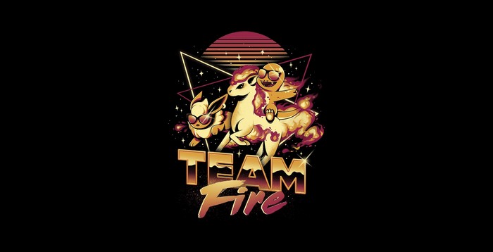 Team Fire Pokémon artwork with Ponyta and Flareon