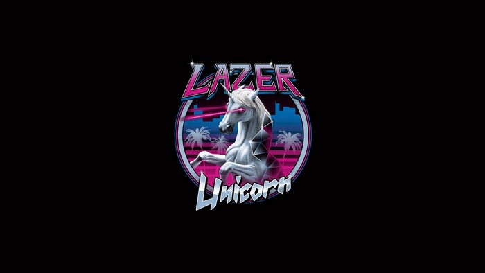Lazer Unicorn with Neon Cityscape