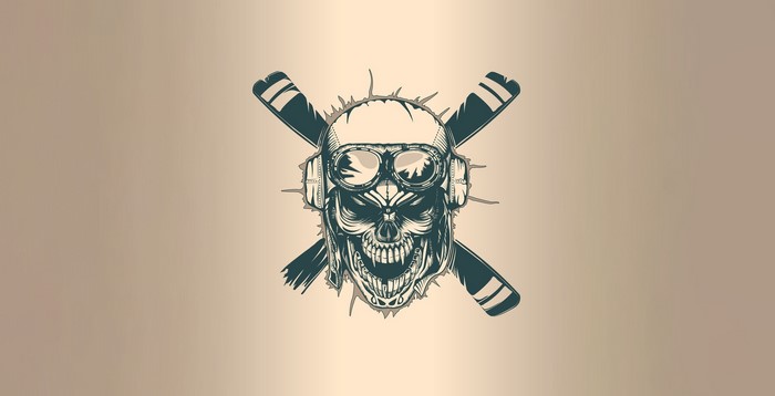 Skull with Goggles and Crossed Sticks Artwork