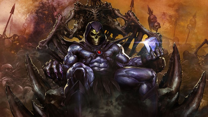 Skeletor from Masters of the Universe on his throne