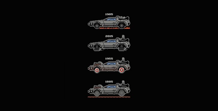 DeLorean Time Machine in different eras
