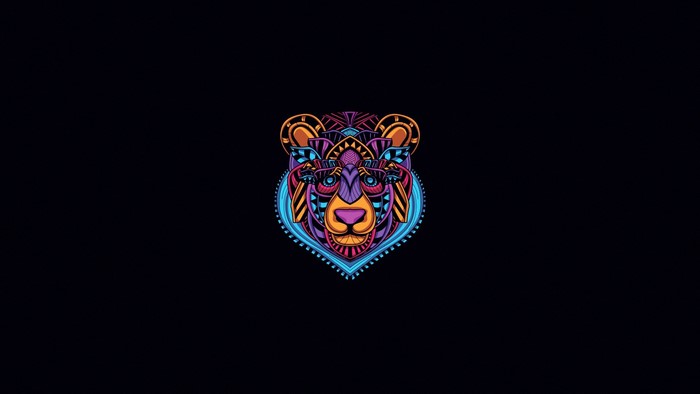 Colorful abstract bear head illustration