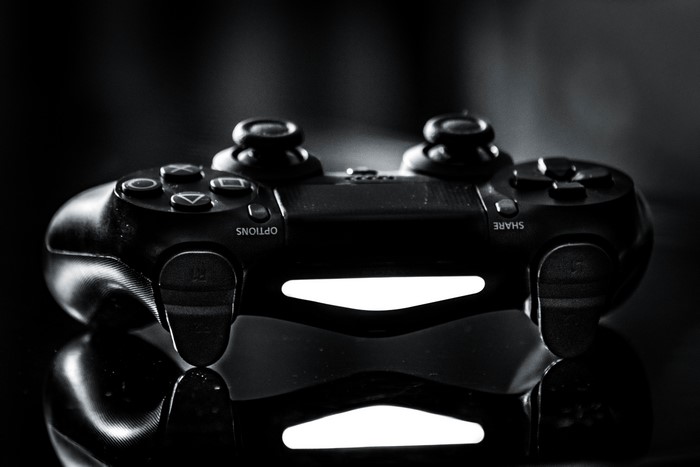 PlayStation 4 DualShock 4 controller in monochrome