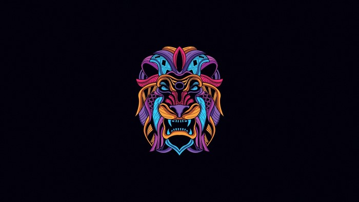 Colorful abstract lion head illustration