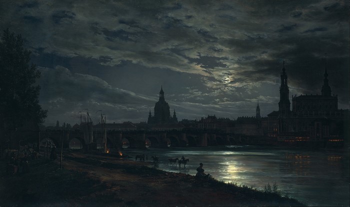 4K Night Scene of Dresden by Johan Christian Clausen Dahl