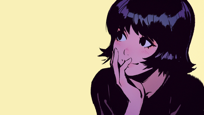 Woman with short black hair looking away