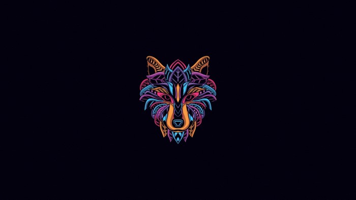 Colorful abstract wolf head illustration