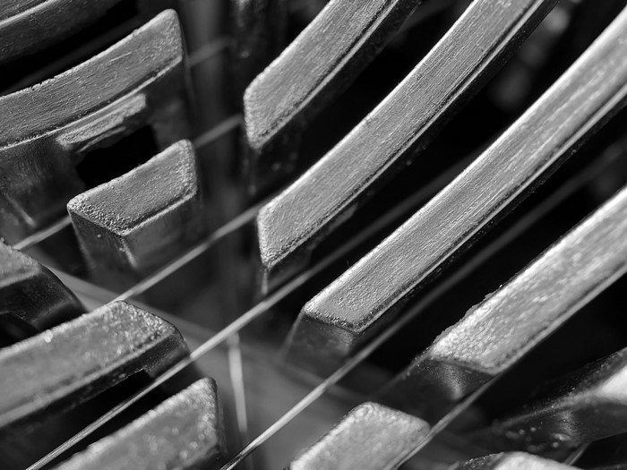 Macro view of silver metal structure