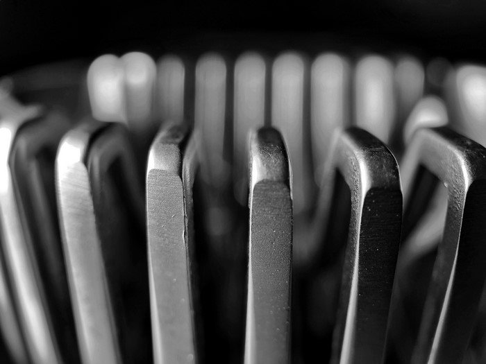 Monochrome close-up of metal hex keys
