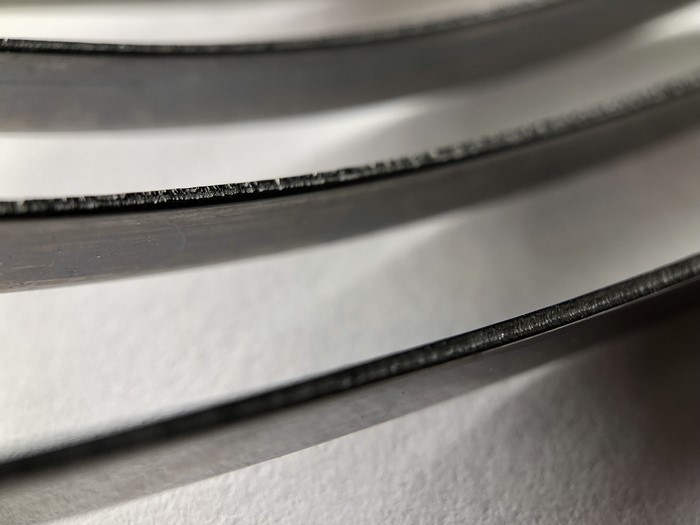 Close-up of metal edges with bokeh
