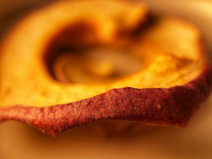 Close-up of a dried apple slice