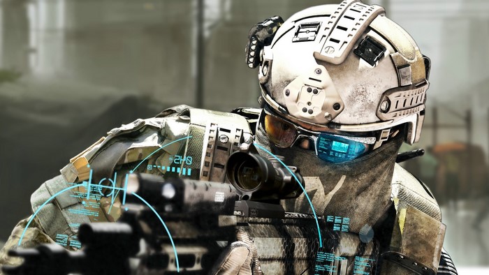 Soldier with futuristic HUD in Ghost Recon