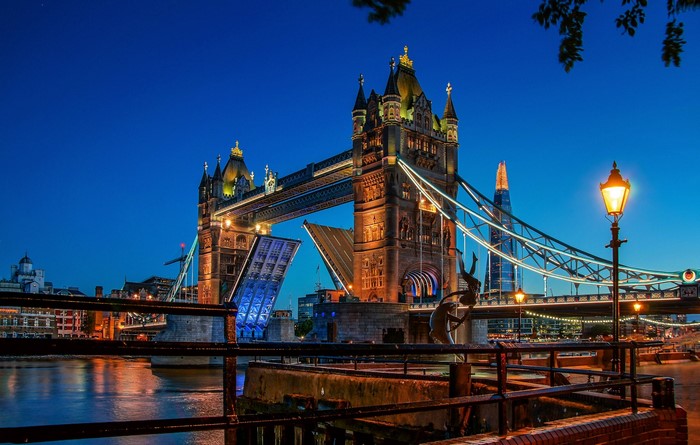Tower Bridge at dusk in London, UK