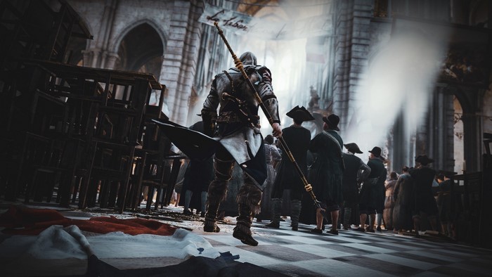 Assassin's Creed Unity Arno Dorian in a Church