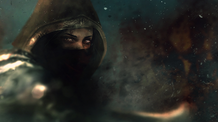Fantasy girl with hood and mask