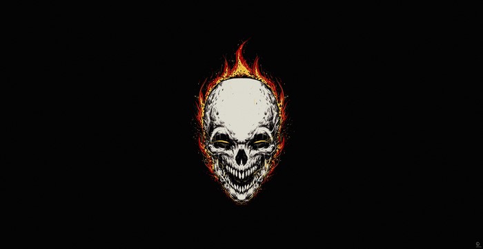 Skull with flames, 4K artwork